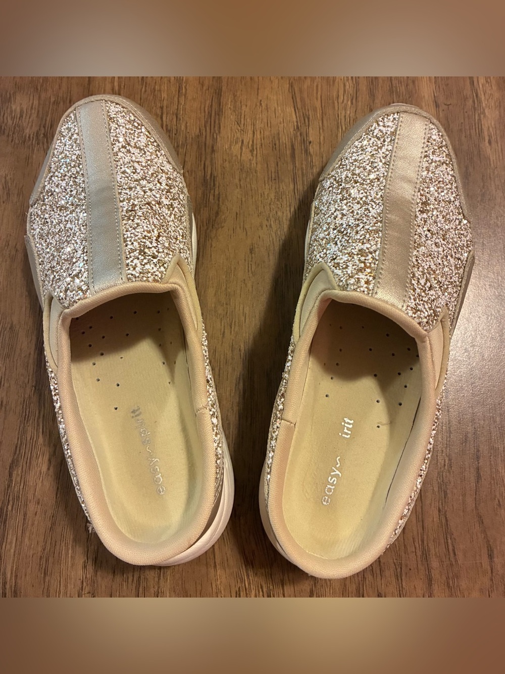 Easy Spirit Women's Slip-On Glitter Sneakers in Gold 710